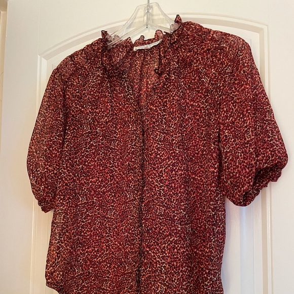 Criss Cross Sheer Statement Hooked Blouse - M